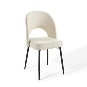 modway rouse upholstered fabric dining side chair, black beige 23 x 19.5 x 33.5