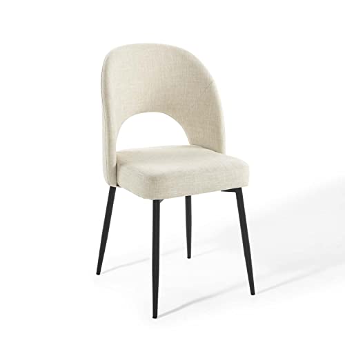 Modway Rouse Upholstered Fabric Dining Side Chair, Black Beige 23 x 19.5 x 33.5