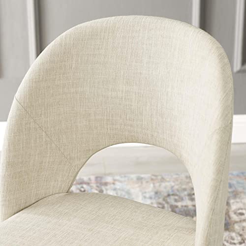 Modway Rouse Upholstered Fabric Dining Side Chair, Black Beige 23 x 19.5 x 33.5