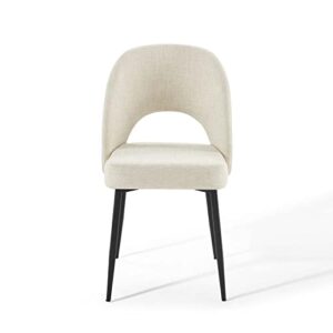 Modway Rouse Upholstered Fabric Dining Side Chair, Black Beige 23 x 19.5 x 33.5