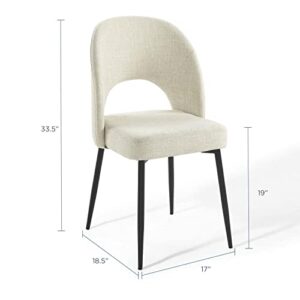 Modway Rouse Upholstered Fabric Dining Side Chair, Black Beige 23 x 19.5 x 33.5