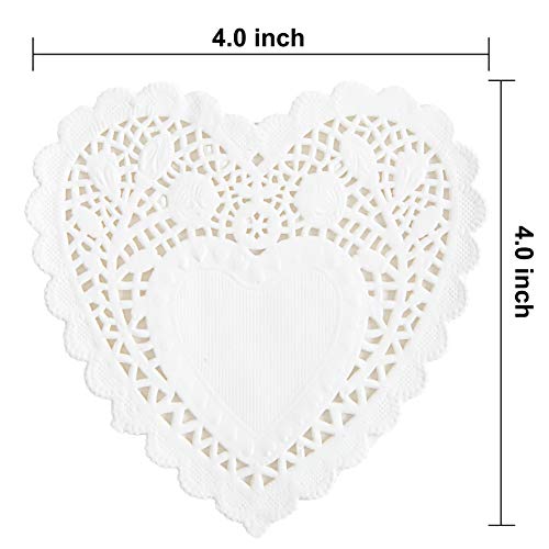 JOYIN 144 Pcs Valentines Day Heart Doilies Party Decorations with 4 Colors Heart Doilies Cutouts Lace Paper Heart Paper Doilies Craft Gift Set for Valentine Day Party Tableware Decoration