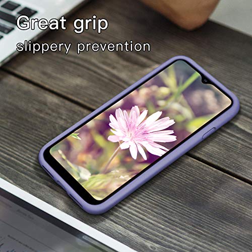 Vinve Samsung Galaxy A20 Case, Galaxy A30 Case, with Tempered Glass Screen Protector [2 Pack], Liquid Silicone Slim Soft Fit Drop Protection Case for Galaxy A20 (Purple)