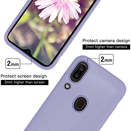 Vinve Samsung Galaxy A20 Case, Galaxy A30 Case, with Tempered Glass Screen Protector [2 Pack], Liquid Silicone Slim Soft Fit Drop Protection Case for Galaxy A20 (Purple)