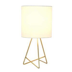 Simple Designs LT2066-GDW 13.5" Down to the Wire Metal Table Lamp with Fabric Shade, Gold with White Shade