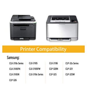 4 Pack (BK+C+Y+M CLT-P407C Toner Cartridge Replacement for CLX-3185 318x CLX-3185FN CLX-3185FW CLX-3185N CLX-3180 CLX-3186 CLP-32x CLP-320N CLP-321 CLP-325 CLP-325W CLP-326 Series Printer