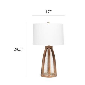 Elegant Designs LT3309-OWD Vintage Farmhouse Wood and Netted 2 Light Table Lamp, Old Wood