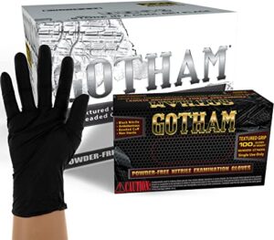 gotham 4 mil black nitrile disposable exam gloves, latex free, case/1000 (1000, x-large)