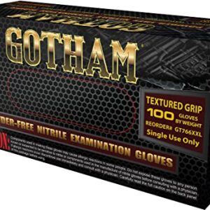 Gotham 4 Mil Black Nitrile Disposable Exam Gloves, Latex Free, Case/1000 (1000, X-Large)