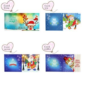 Christmas Cards 5D DIY Diamond Painting Round Drill Greeting Cards (8 Pcs)
