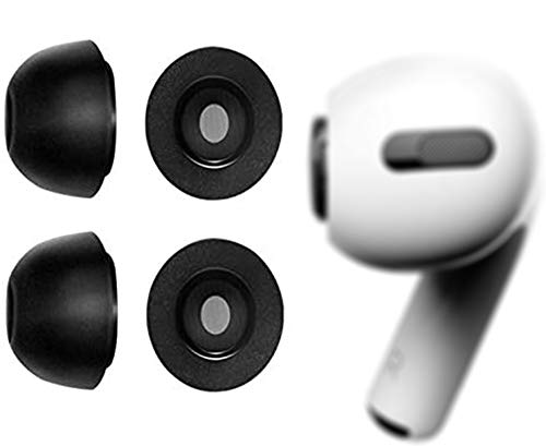 Rayker Foam Eartips Replacement for AirPods Pro Headphones, [Fit in case] Ultra Soft Bass Enhanced Memory Foam Earbud Tips Eartips, Medium Size 2 Pairs, Perfect for AirPods Pro, Black M, 2 Pairs