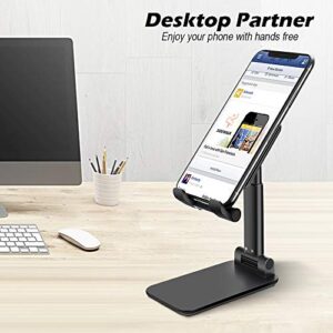 B-Land Adjustable Cell Phone Stand, Foldable Portable Phone Stand Phone Holder for Desk, Desktop Tablet Stand Compatible with iPhone 11 Pro XS Max XR X Samsung Galaxy S10 S9 & Tablets (Black)