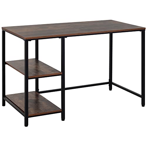 HOMCOM 47" Modern/Industrial Computer Writing Desk with 2 Storage Shelves for Home Office, Study, or Game Room