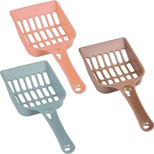 3pcs plastic cat litter scoop, kitty litter boxes scooper pet sift shovel, litter cleaning tool, 8.03.72.4 inches (pink, blue, coffee)