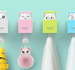 4 PCS Adhesive Wall Hooks Coat Hooks Wall Mounted Hanger Hat Hooks Entryway Wall Hangers Hooks Modern Wall Decoration for Coats, Hoodies, Hats, Scarves, Purses, Bath Towels, Clothing (Box-Cats)