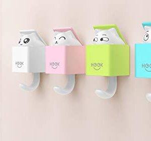 4 PCS Adhesive Wall Hooks Coat Hooks Wall Mounted Hanger Hat Hooks Entryway Wall Hangers Hooks Modern Wall Decoration for Coats, Hoodies, Hats, Scarves, Purses, Bath Towels, Clothing (Box-Cats)