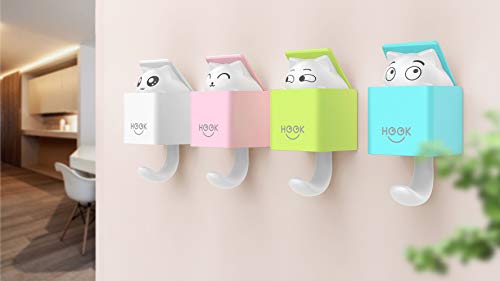 4 PCS Adhesive Wall Hooks Coat Hooks Wall Mounted Hanger Hat Hooks Entryway Wall Hangers Hooks Modern Wall Decoration for Coats, Hoodies, Hats, Scarves, Purses, Bath Towels, Clothing (Box-Cats)