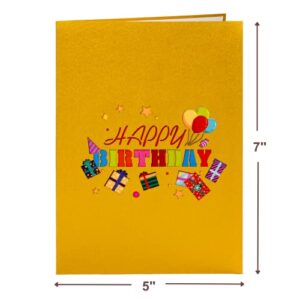 Paper Love Happy Birthday Pop Up Card, For Adults and Kids - 5" x 7" Cover - Includes Envelope and Note Tag