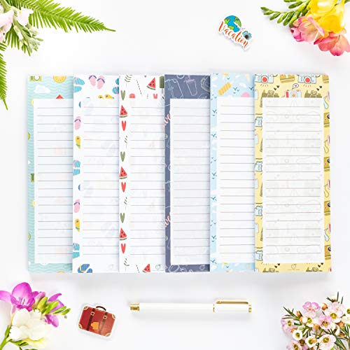 Peach Tree Shade Magnetic Notepads, 6-Pack 60 Sheets Per Pad 3.5” x 9”, for Fridge, Kitchen, Shopping, Grocery, To-Do List, Memo, Reminder, Note, Book, Stationery, (Summernotes)