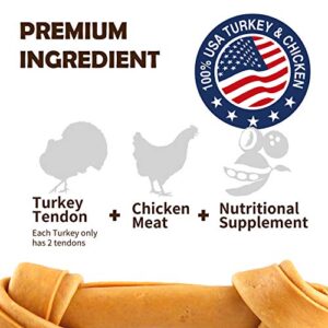 AFreschi Turkey Tendon and Chicken for Dogs, Premium All-Natural Joint Health Supplement containing Calcium, Good for Puppy Chew, Dog Treat, Hypoallergenic, Alternative to Rawhide (Small)