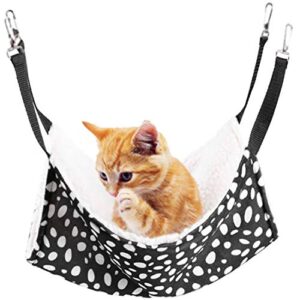 rolybag pet cage hammock,pet hammock,pet cats hammock,soft plush pet bed,suitable for ferret cotton hammock,guinea pig,hamster,gerbil, kittens,cats cage,etc (black-white dot 1)