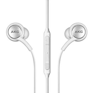 ElloGear OEM Earbuds Stereo Headphones for Samsung Galaxy S10 S10e Plus Cable - Designed by AKG - with Microphone and Volume Buttons (White)