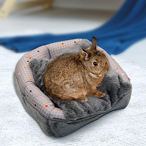 YUEPET Bunny Bed Warm Guinea Pig Cave Beds Cute Bowknot House Big Hideouts Cage Accessorie for Dwarf Rabbits Hamster Bunny Ferrets Rats Hedgehogs Chinchilla (Grey)