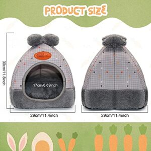 YUEPET Bunny Bed Warm Guinea Pig Cave Beds Cute Bowknot House Big Hideouts Cage Accessorie for Dwarf Rabbits Hamster Bunny Ferrets Rats Hedgehogs Chinchilla (Grey)