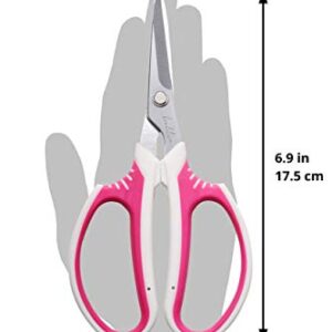 Beaditive Multipurpose Craft Scissors - High-Leverage with Sharp Carbon Steel Blades - Ergonomic Sewing Scissors for Heavy Duty Projects - Office, Scrapbook, Leather Scissors