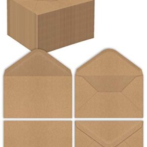 Kraft Mini Envelopes, 100-Pack, Strong 35 lb. Paper, Pointed Flap, Use with Gift Cards, Cash, RSVP Cards, Business Cards, Fits up to 3 x 5 Cards (Actual Size 3.25" x 5.25")