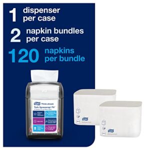 Tork Xpressnap Fit Tabletop Napkin Dispenser Starter Pack, 800723, N14 Dispenser for Restaurants Including 2 Bundles of White Refill Napkins