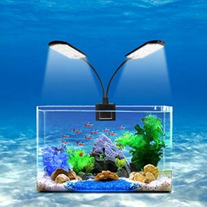 weaverbird double head aquarium fish tank light 15w 32 led aquarium planted clip lamp 1600lm white led lighting for 8-15 inch fish tank