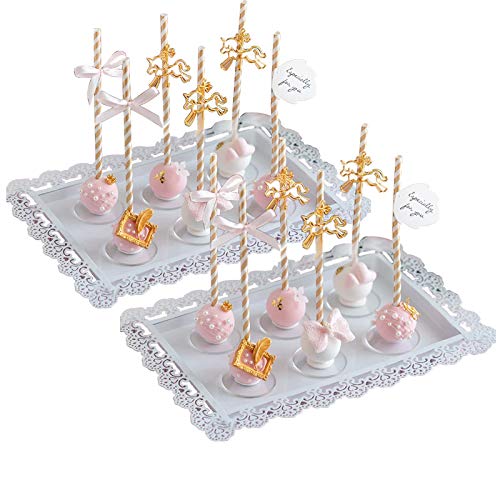 2 Pcs Rectangle Iron Cupcake Plate Dessert Serving Tray Fruit Platter for Brithday Party Wedding Tea Party Baby Shower