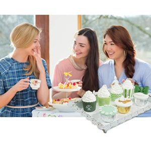 2 Pcs Rectangle Iron Cupcake Plate Dessert Serving Tray Fruit Platter for Brithday Party Wedding Tea Party Baby Shower