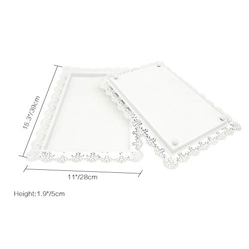 2 Pcs Rectangle Iron Cupcake Plate Dessert Serving Tray Fruit Platter for Brithday Party Wedding Tea Party Baby Shower