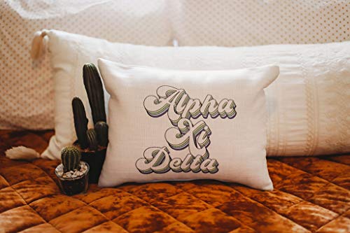 Sorority Shop Alpha Xi Delta Pillow – Retro Design, 12" x 16" Lumbar Pillow Sorority