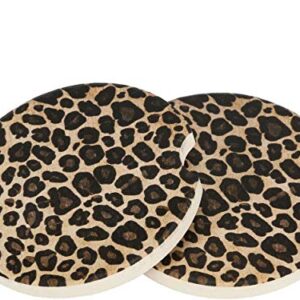 Crystal Lemon 2Pack Leopard Car Coasters Absorbent Ceramic Cup Holder, Ceramic Coasters, Keep Vehicle Free from Cold Drink Sweat