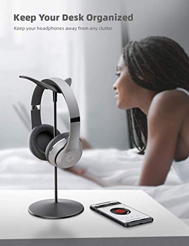 Lamicall Headphone Stand, Desktop Headset Holder - Desk Earphone Stand, for All Headsets Such as Airpods Max, HyperX Gaming Headphones, Beats/Sony/Sennheiser Music Headphones - Black