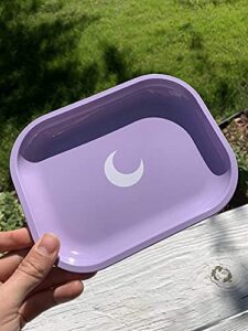 metal tray small purple lightweight tray - curved edges and smooth surface - 5.5 x 7 inch - travel