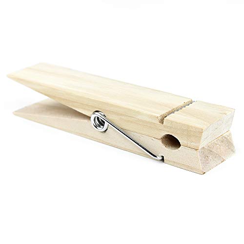 6 Inch, Giant Clothespins, Jumbo Wood Clips for DIY Craft, Bathroom or Laundry Room Decoration, 4 PCS