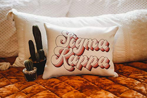 Sorority Shop Sigma Kappa Pillow – Retro Design, 12" x 16" Lumbar Pillow Sorority