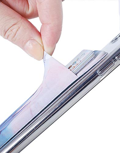 2Pack Adhesive Phone Pocket,Cell Phone Stick On Card Wallet Sleeve,Credit Cards/ID Card Holder(Double Secure) with Sticker for Back of iPhone,Android and All Smartphones (Watercolor Marble Blue)