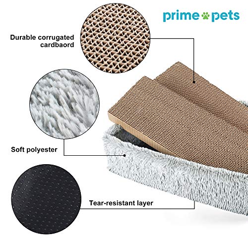 PrimePets Cat Scratcher Lounge with 2 Removable Cat Scratch Cardboard, Reversible Cat Scratching Pad Box Bed, 2 in 1, Corrugated Board, Catnip Included