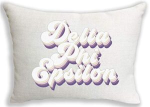 sorority shop delta phi epsilon pillow – retro design, 12" x 16" lumbar pillow sorority