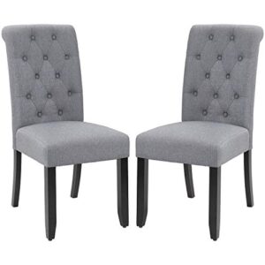 victone dining chair fabric tufted upholstered design armless chair set of 2 (grey)