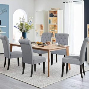VICTONE Dining Chair Fabric Tufted Upholstered Design Armless Chair Set of 2 (Grey)