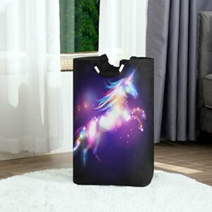 ALAZA Unicorn Starry Star Rainbow Laundry Basket Hamper Large Storage Bin with Handles for Gift Baskets, Bedroom, Clothes