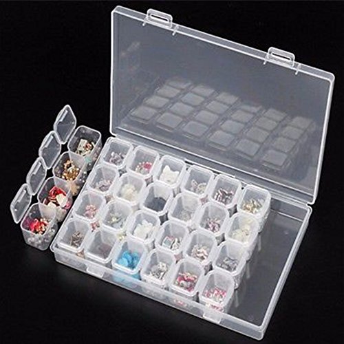 GLOA Storage Container,28Slots Embroidery Diamond Painting Accessories Storage Box Case Nail Art Holder