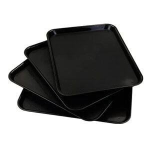 ramddy reusable serving trays, plastic fast food eating trays, set of 4, black