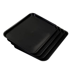 Ramddy Reusable Serving Trays, Plastic Fast Food Eating Trays, Set of 4, Black